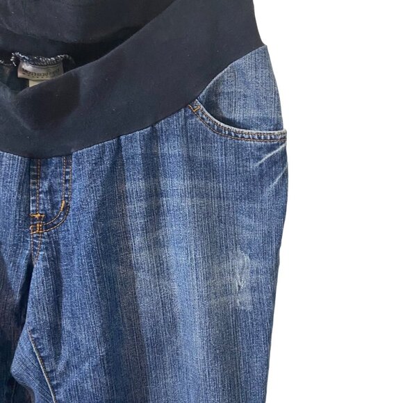 Motherhood Maternity Flare Distressed Pull-on Stretch Jeans Blue‎ Women Medium - Picture 5 of 8